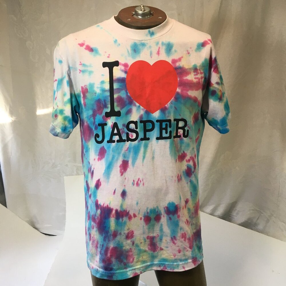 I Love Heart Jasper Tie Dye T-shirt Shirt Size Med Men's Vintage Cotton